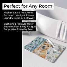 Load image into Gallery viewer, Fawn Staffordshire Bull Terrier Coastal Sea Glass Memory Foam Kitchen Mat