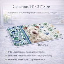 Load image into Gallery viewer, White Staffordshire Bull Terrier Coastal Sea Glass Dish Drying Mat