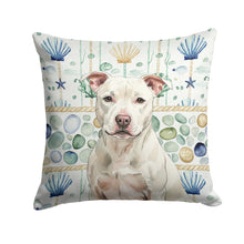 Load image into Gallery viewer, White Staffordshire Bull Terrier Coastal Sea Glass Throw Pillow