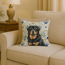Load image into Gallery viewer, Black and Tan Tibetan Mastiff Coastal Sea Glass Throw Pillow