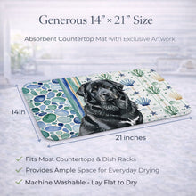 Load image into Gallery viewer, Black Tibetan Mastiff Coastal Sea Glass Dish Drying Mat