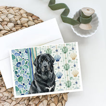 Load image into Gallery viewer, Black Tibetan Mastiff Coastal Sea Glass Greeting Cards Pack of 8