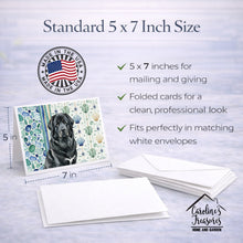 Load image into Gallery viewer, Black Tibetan Mastiff Coastal Sea Glass Greeting Cards Pack of 8