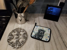 Load image into Gallery viewer, Black Tibetan Mastiff Coastal Sea Glass Pair of Pot Holders