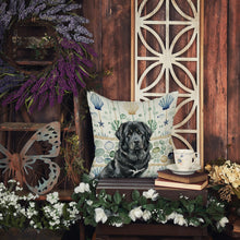 Load image into Gallery viewer, Black Tibetan Mastiff Coastal Sea Glass Throw Pillow