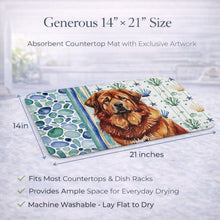 Load image into Gallery viewer, Red Gold Tibetan Mastiff Coastal Sea Glass Dish Drying Mat