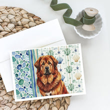 Load image into Gallery viewer, Red Gold Tibetan Mastiff Coastal Sea Glass Greeting Cards Pack of 8