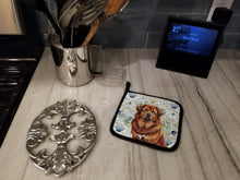 Load image into Gallery viewer, Red Gold Tibetan Mastiff Coastal Sea Glass Pair of Pot Holders