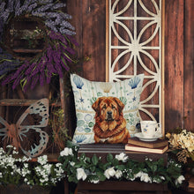 Load image into Gallery viewer, Red Gold Tibetan Mastiff Coastal Sea Glass Throw Pillow