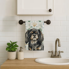 Load image into Gallery viewer, Black and Tan Tibetan Spaniel Coastal Sea Glass Kitchen Towel