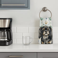 Load image into Gallery viewer, Black and Tan Tibetan Spaniel Coastal Sea Glass Kitchen Towel