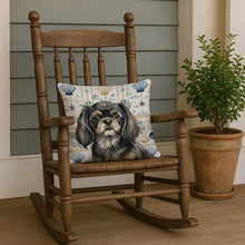 Load image into Gallery viewer, Black and Tan Tibetan Spaniel Coastal Sea Glass Throw Pillow