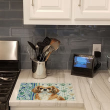 Load image into Gallery viewer, Tibetan Spaniel Coastal Sea Glass Glass Cutting Board