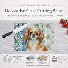Load image into Gallery viewer, Tibetan Spaniel Coastal Sea Glass Glass Cutting Board