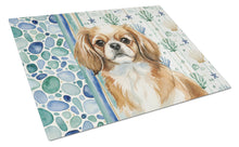 Load image into Gallery viewer, Tibetan Spaniel Coastal Sea Glass Glass Cutting Board