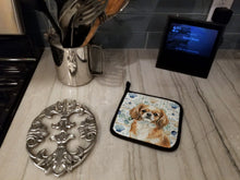 Load image into Gallery viewer, Tibetan Spaniel Coastal Sea Glass Pair of Pot Holders