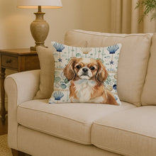 Load image into Gallery viewer, Tibetan Spaniel Coastal Sea Glass Throw Pillow