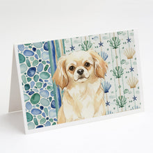 Load image into Gallery viewer, Cream Tibetan Spaniel Coastal Sea Glass Greeting Cards Pack of 8