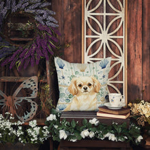 Load image into Gallery viewer, Cream Tibetan Spaniel Coastal Sea Glass Throw Pillow