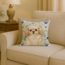 Load image into Gallery viewer, Cream Tibetan Spaniel Coastal Sea Glass Throw Pillow