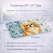 Load image into Gallery viewer, Gold Tibetan Spaniel Coastal Sea Glass Dish Drying Mat
