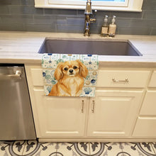 Load image into Gallery viewer, Gold Tibetan Spaniel Coastal Sea Glass Kitchen Towel