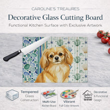 Load image into Gallery viewer, Gold Tibetan Spaniel Coastal Sea Glass Glass Cutting Board