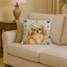 Load image into Gallery viewer, Gold Tibetan Spaniel Coastal Sea Glass Throw Pillow