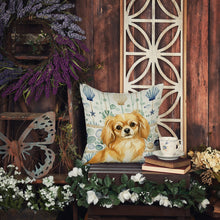 Load image into Gallery viewer, Gold Tibetan Spaniel Coastal Sea Glass Throw Pillow