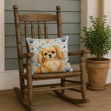 Load image into Gallery viewer, Gold Tibetan Spaniel Coastal Sea Glass Throw Pillow