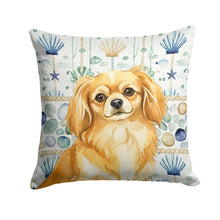 Load image into Gallery viewer, Gold Tibetan Spaniel Coastal Sea Glass Throw Pillow