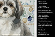 Load image into Gallery viewer, Grey and White Tibetan Spaniel Coastal Sea Glass Kitchen Towel