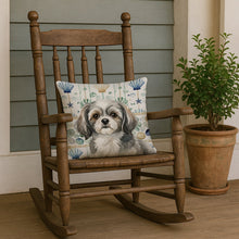 Load image into Gallery viewer, Grey and White Tibetan Spaniel Coastal Sea Glass Throw Pillow