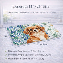 Load image into Gallery viewer, Red Tibetan Spaniel Coastal Sea Glass Dish Drying Mat