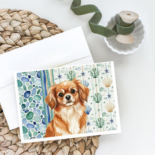 Load image into Gallery viewer, Red Tibetan Spaniel Coastal Sea Glass Greeting Cards Pack of 8