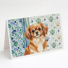 Load image into Gallery viewer, Red Tibetan Spaniel Coastal Sea Glass Greeting Cards Pack of 8