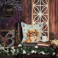 Load image into Gallery viewer, Red Tibetan Spaniel Coastal Sea Glass Throw Pillow