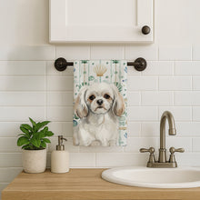 Load image into Gallery viewer, White Tibetan Spaniel Coastal Sea Glass Kitchen Towel