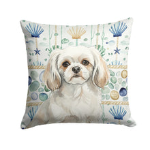 Load image into Gallery viewer, White Tibetan Spaniel Coastal Sea Glass Throw Pillow