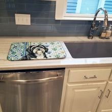 Load image into Gallery viewer, Black and White Tibetan Terrier Coastal Sea Glass Dish Drying Mat