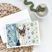 Load image into Gallery viewer, Toy Fox Terrier Coastal Sea Glass Greeting Cards Pack of 8
