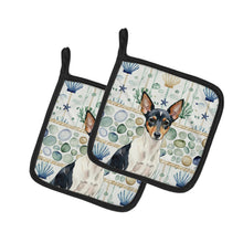 Load image into Gallery viewer, Toy Fox Terrier Coastal Sea Glass Pair of Pot Holders