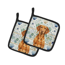 Load image into Gallery viewer, Vizsla Coastal Sea Glass Pair of Pot Holders