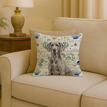 Load image into Gallery viewer, Weimaraner Coastal Sea Glass Throw Pillow
