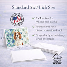Load image into Gallery viewer, Welsh Springer Spaniel Coastal Sea Glass Greeting Cards Pack of 8