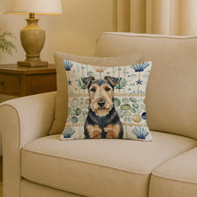 Load image into Gallery viewer, Welsh Terrier Coastal Sea Glass Throw Pillow