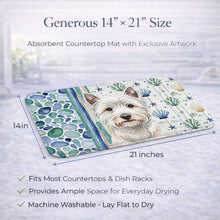 Load image into Gallery viewer, Westie Coastal Sea Glass Dish Drying Mat
