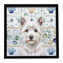 Load image into Gallery viewer, Westie Coastal Sea Glass Framed Metal Print