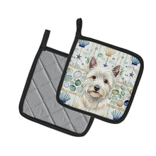 Load image into Gallery viewer, Westie Coastal Sea Glass Pair of Pot Holders
