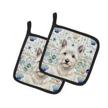 Load image into Gallery viewer, Westie Coastal Sea Glass Pair of Pot Holders